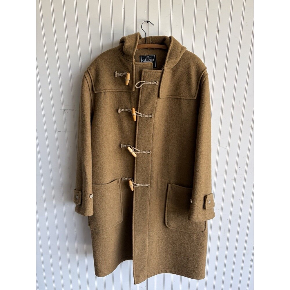 Vintage Large Gloverall Duffle Coat Camel Wool Toggle Made in England